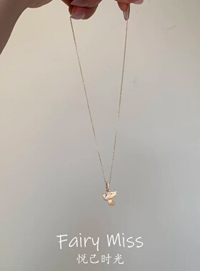 金雀衔光体闲风金色飞鸟锁骨项链