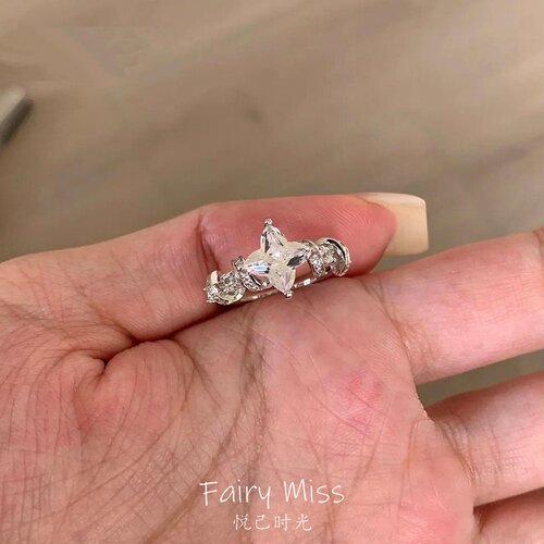 辰光绕阙星月闪钻开口戒指百搭