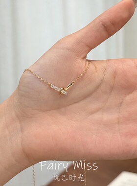 S925纯银交叉环扣镶锆简约锁骨链