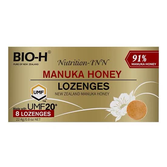 新西兰原装进口BIO-H麦卢卡UMF20+蜂蜜原味含片22.4g/盒 电视同售