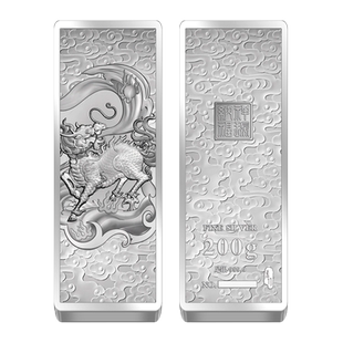 天鑫洋足银白银9999麒麟踏祥云银条银锭银砖素竹实心100200500克