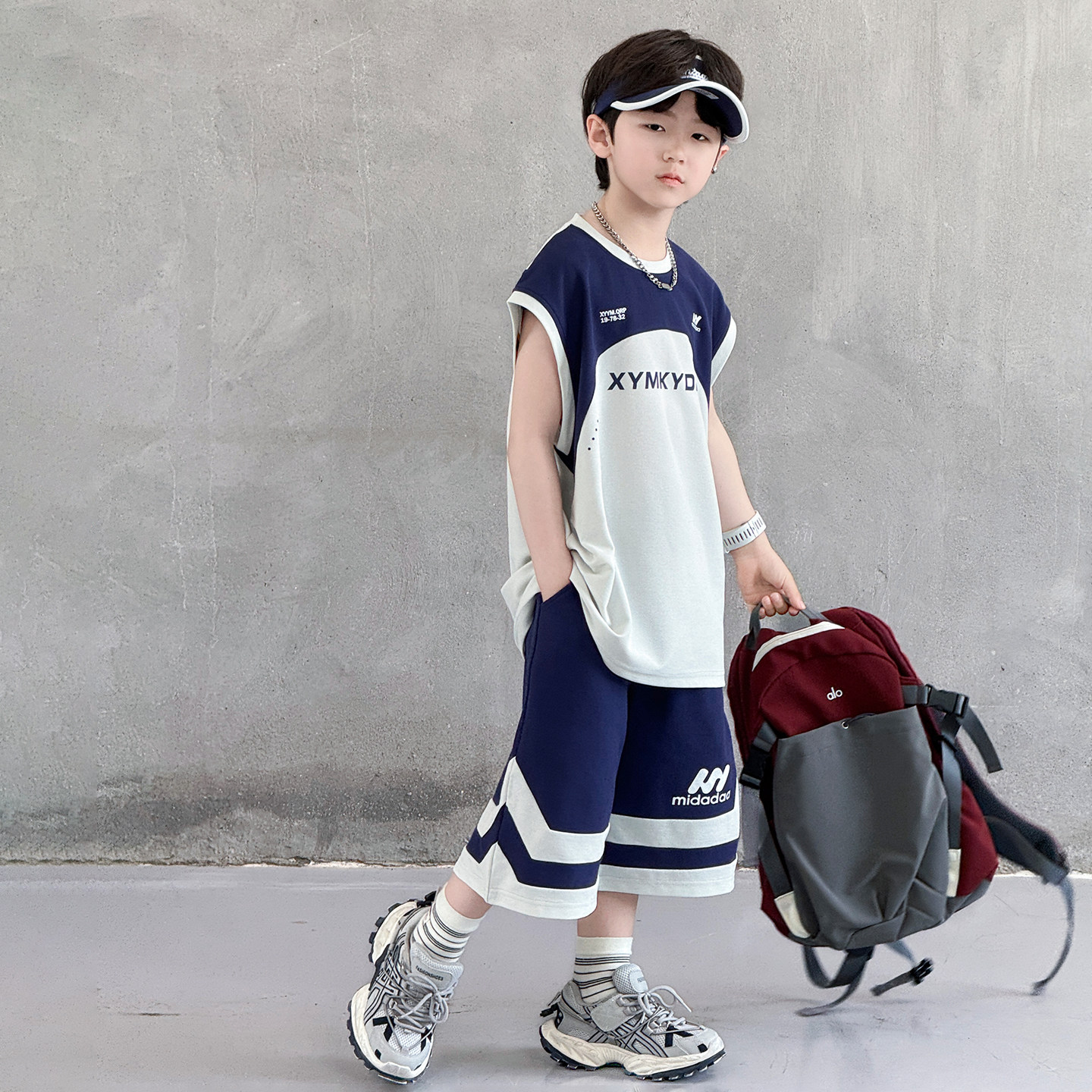 男童夏季运动套装中大童无袖篮球服两件套2026新款儿童帅气夏装潮