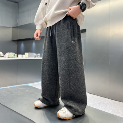 男童加绒裤子秋冬2025新款儿童冬季一体绒运动裤大童直筒卫裤加厚