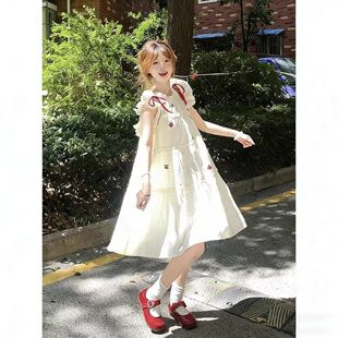 女童白色连衣裙樱桃刺绣2026新款儿童大童女装夏季裙子夏装高级感