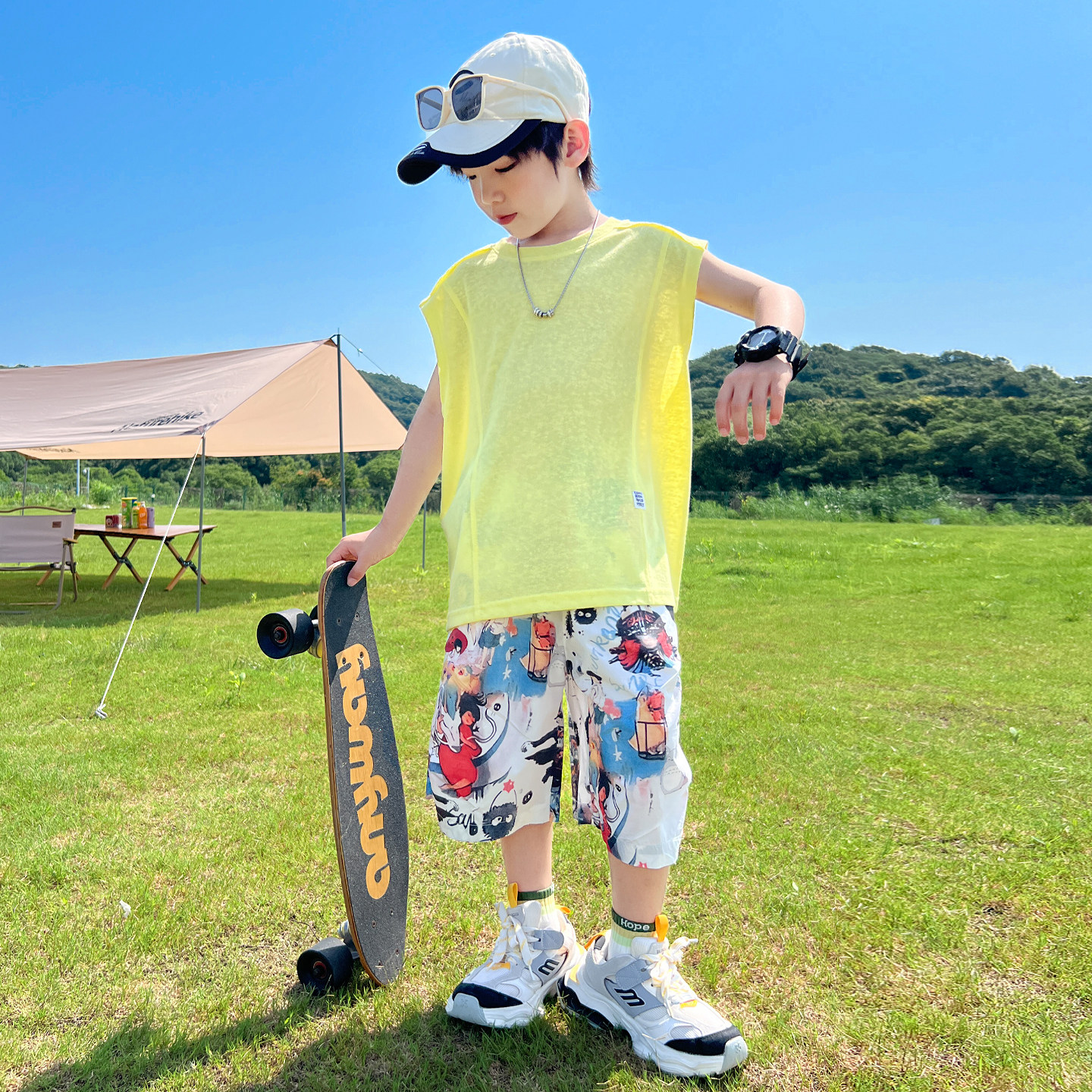 男童背心套装夏季薄款2026新款时髦大儿童夏装速干无袖男孩帅气潮