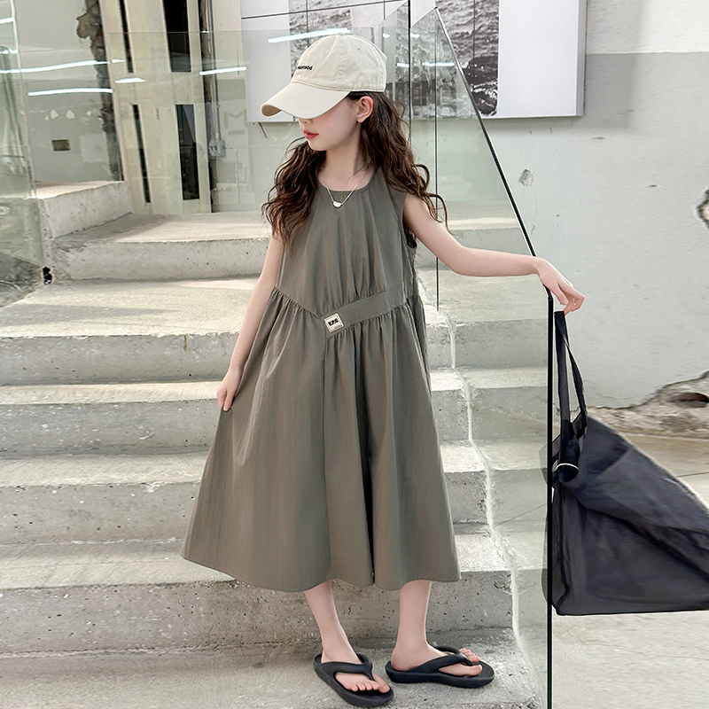 女童连衣裙夏季2025新款大儿童夏装洋气韩版凉感休闲无袖背心裙子