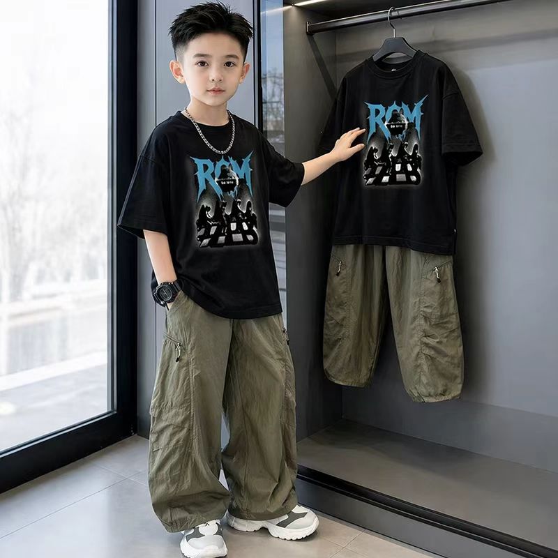 男童短袖防蚊裤套装夏装2026新款中大儿童夏季酷帅凉感休闲两件套