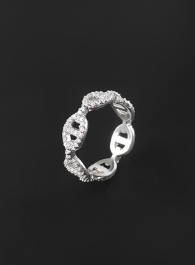 链环水手戒指女猪鼻子指环纯银环扣食指戒小众设计气质潮送礼物