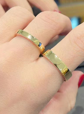 素圈银戒指金色对戒宽版指环简约气质大气情侣七夕礼物送女友