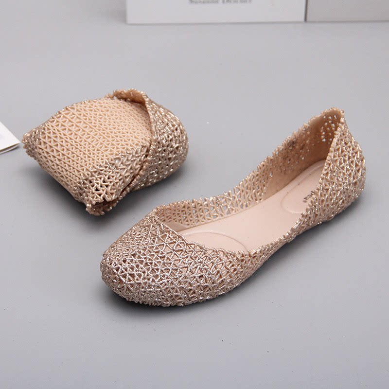 果冻鞋女2026夏季新款鸟巢平底凉鞋女水晶塑料沙滩鞋软底防滑雨鞋