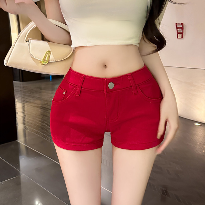 辣妹低腰丰胯短裤女韩版百搭显瘦性感紧身包臀黑灰色牛仔热裤