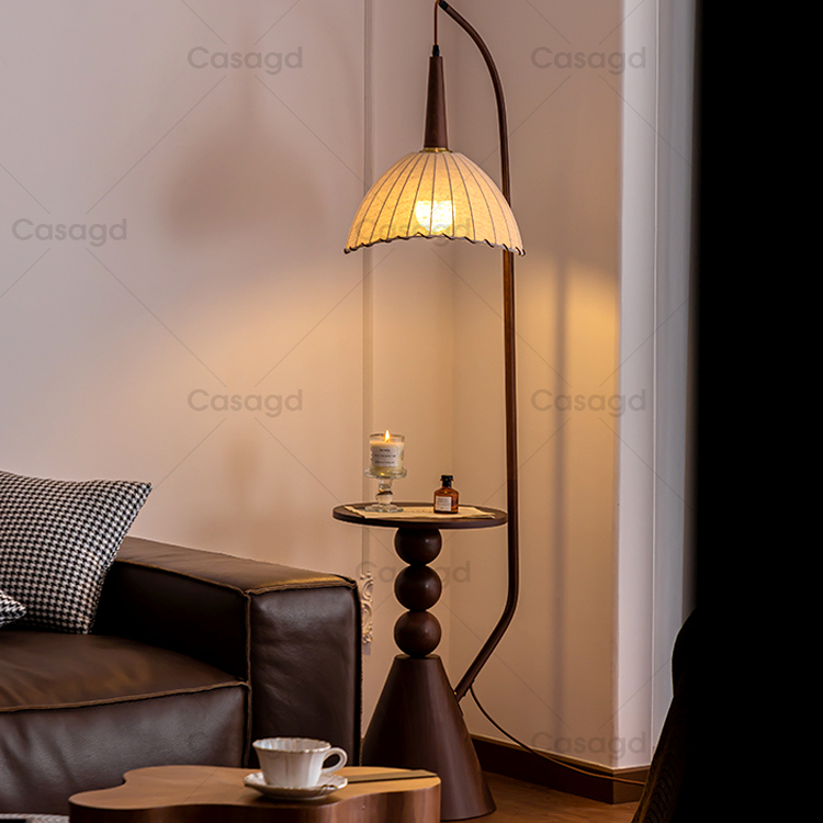 法式中古风钓鱼落地灯置物架一体