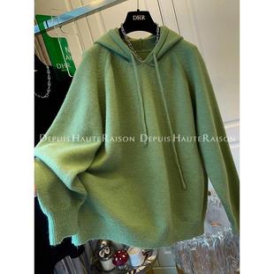 2-300斤大码慵懒风连帽毛衣针织衫女秋冬胖MM宽松时尚套头上衣潮