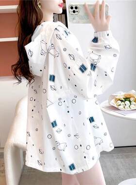 夏薄款大码连帽防紫外线防晒衣女