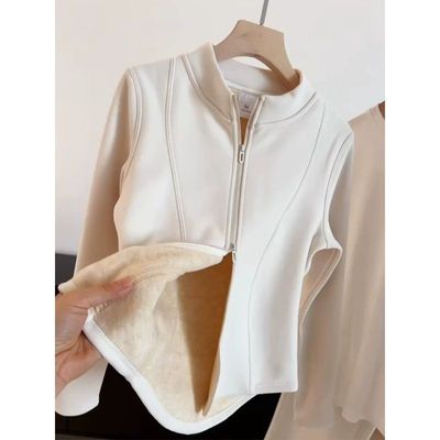 胖mm美式立领小蛮腰外套女秋冬