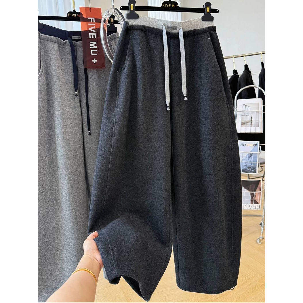 2-300斤大码高级感拼色松紧腰休闲卫裤女春秋宽松垂感阔腿弯刀裤,女装/女士精品,卫裤,淘宝优惠券,粉丝福利购,淘宝优惠卷