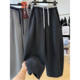 女春秋宽松垂感阔腿弯刀裤 300斤大码 高级感拼色松紧腰休闲卫裤