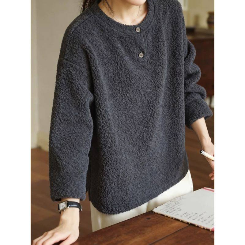 胖mm300斤羊羔毛圆领加厚卫衣女秋冬大码慵懒风复古打底内搭上衣,女装/女士精品,卫衣/绒衫,淘宝优惠券,粉丝福利购,淘宝优惠卷