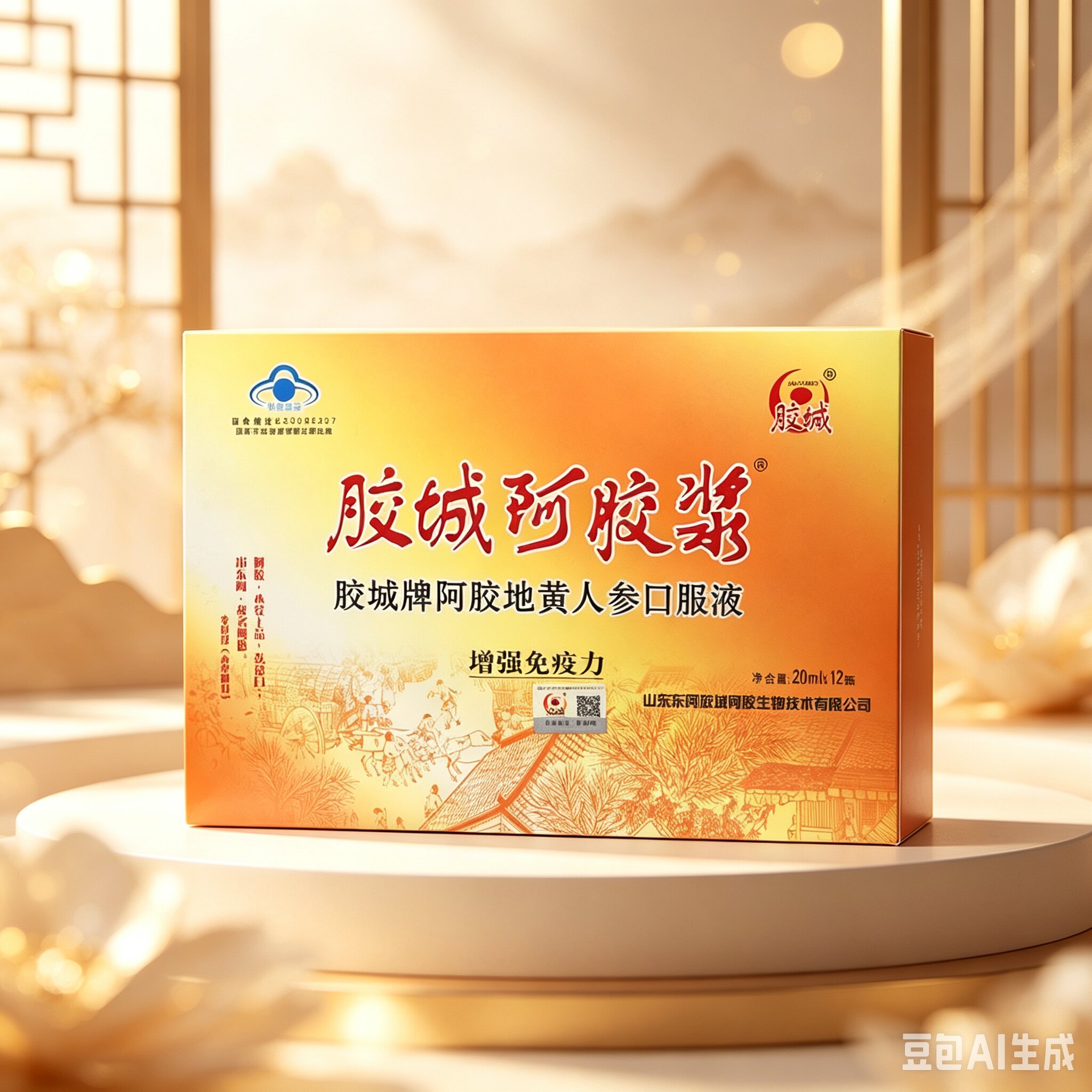 胶城阿胶浆胶城牌阿胶地黄人参口服液20ml*12支蓝帽饮品女性送礼