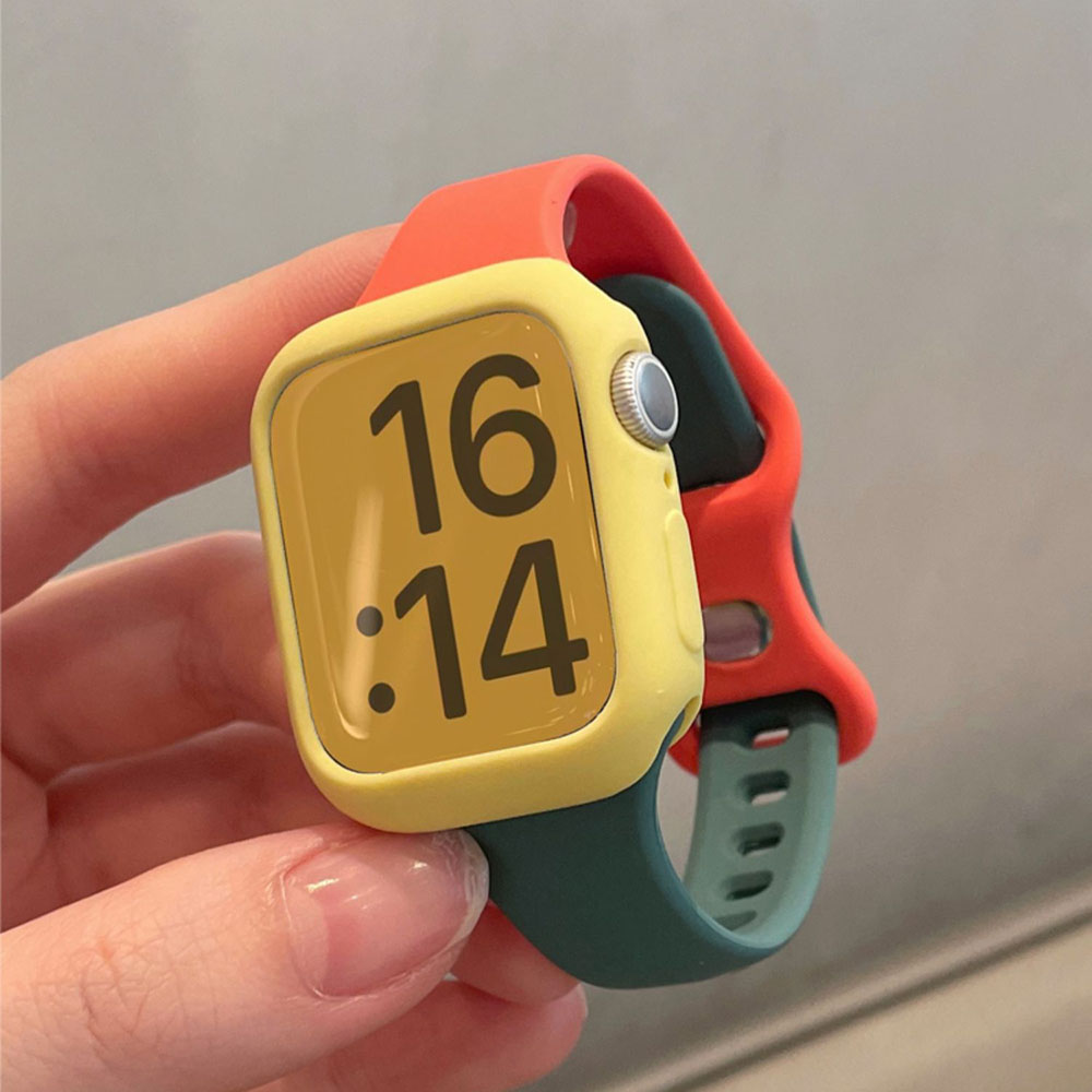 Applewatch表带撞色硅胶蝴蝶扣