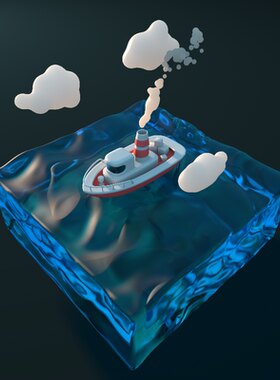 c4d小船3D动画模型文件素材