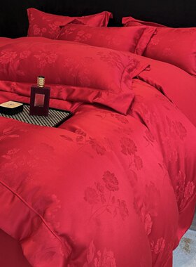 高级感A类结婚四件套2025新款被套红色喜被婚庆床上用品陪嫁备婚4