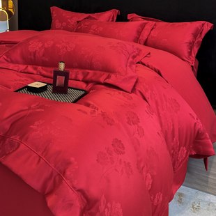 高级感A类结婚四件套2025新款被套红色喜被婚庆床上用品陪嫁备婚4