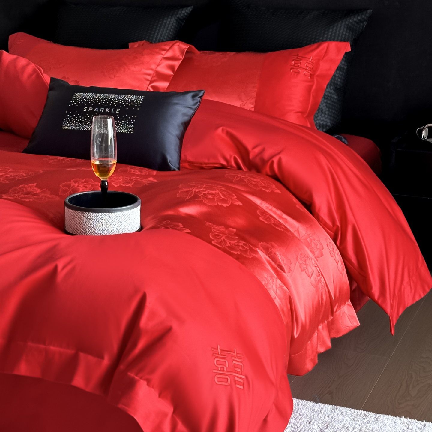 高档轻奢结婚红色四件套喜被套罩床单新婚庆喜嫁床上用品婚房陪嫁,床上用品,婚庆床品套件,淘宝优惠券,粉丝福利购,淘宝优惠卷