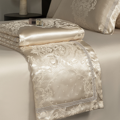 高端凉感水洗天丝提花夏凉被四件套夏季可机洗冰丝滑空调被薄被子