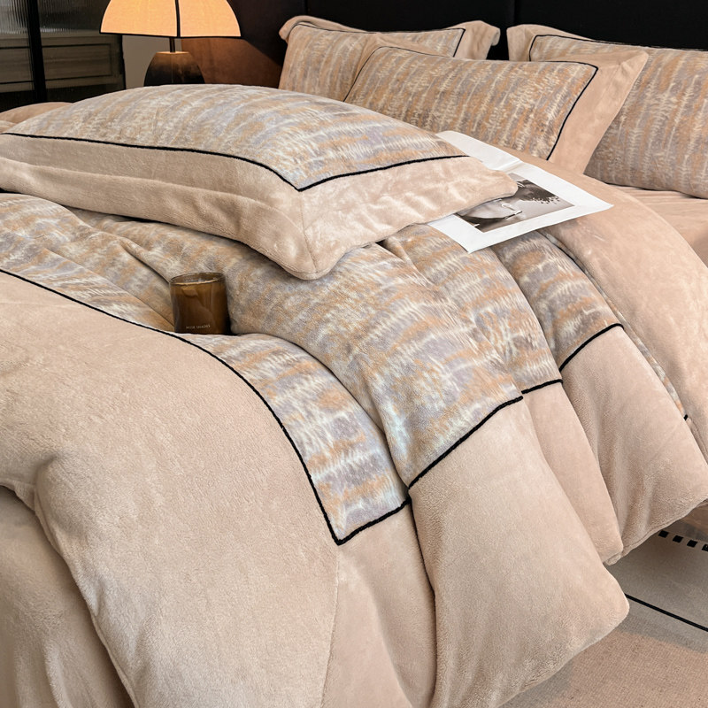 轻奢牛奶绒保暖四件套冬季双面珊瑚绒加厚被套床单高级感床上用品,床上用品,床品套件/四件套/多件套,淘宝优惠券,粉丝福利购,淘宝优惠卷