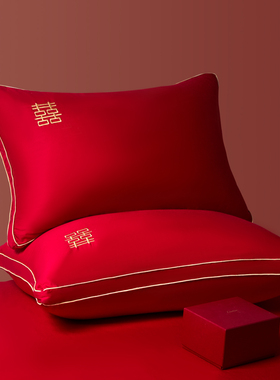新婚结婚枕头家用一对喜枕大红色喜庆枕芯男女方陪嫁婚庆婚嫁新房