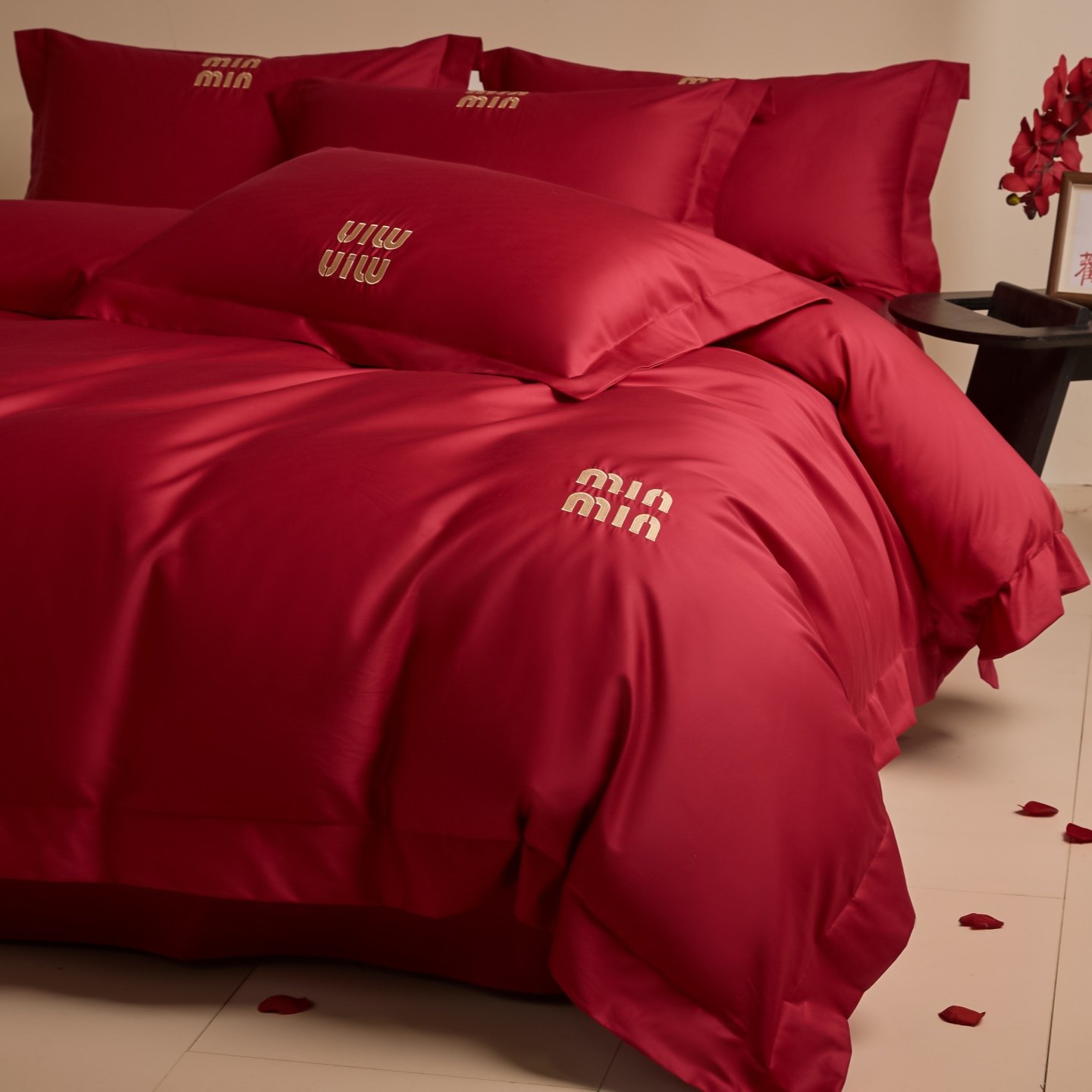 简约高级感结婚四件套婚庆红色喜被新婚房被套年轻人床上用品婚嫁,床上用品,婚庆床品套件,淘宝优惠券,粉丝福利购,淘宝优惠卷