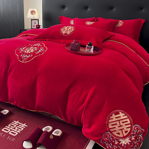 防静电不掉毛不掉色结婚四件套