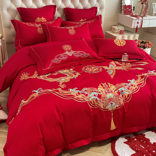 龙凤新婚喜庆红色结婚婚庆四件套
