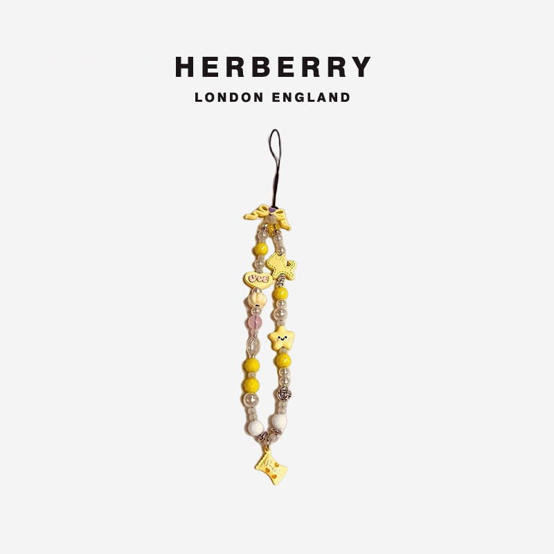 HERBERRY黄色星星糖果手机链珠串链条挂绳挂饰高级感挂件挂链