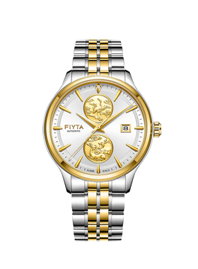 飞亚达芯动系列双金呈祥”男士机械间金钢带男表手表GA520009