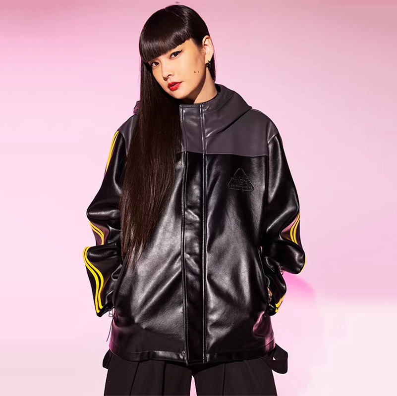 hideglamb聯名款pu皮連帽外套