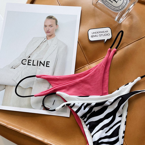 健身无痕女细带内裤欧美性感豹纹