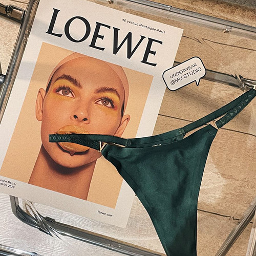 性感字母时尚冰丝水钻细带丁字裤