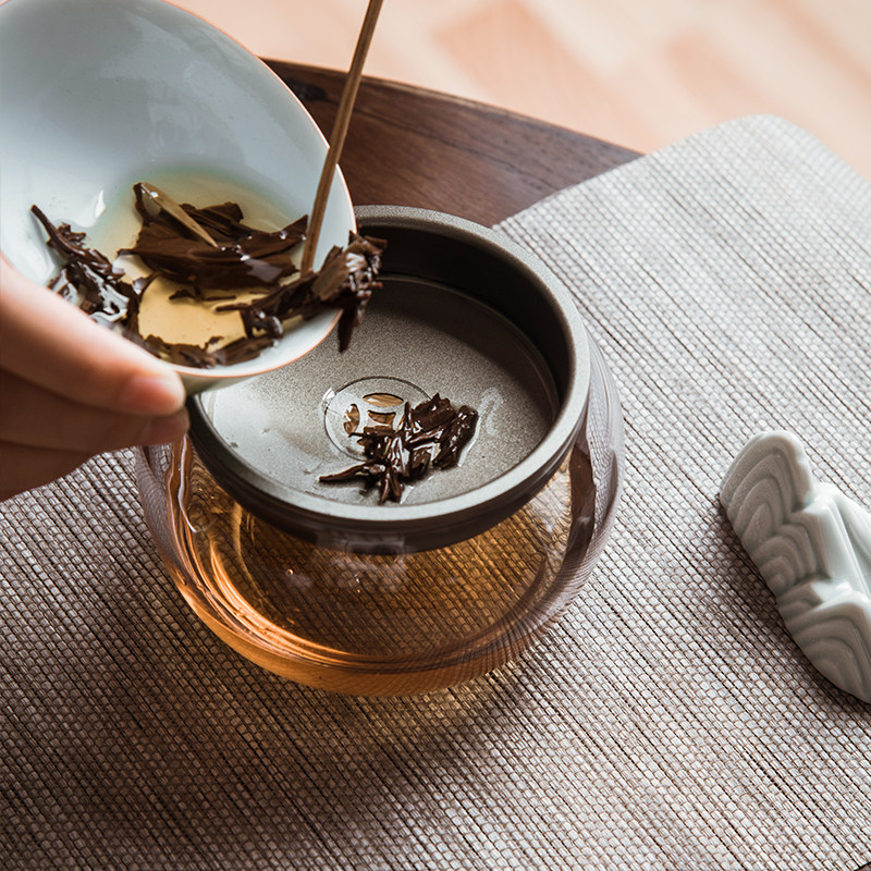 茶渣缸水晶耐热玻璃锡带盖建水水洗茶水桶水孟茶渣斗干泡茶具配件