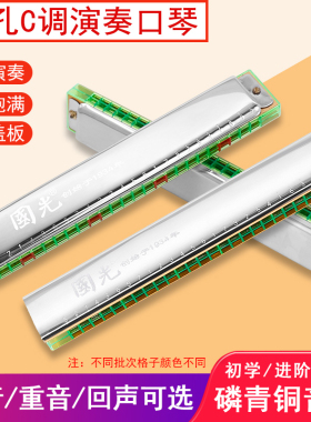正品国光口琴24孔复音重音回音C调演奏级男女成人初学者学生入门