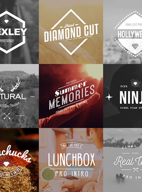 30枚独特文字徽标动画预设FCPX字幕插件 ProIntro Indie