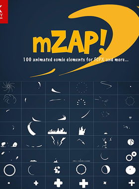 100个卡通动漫流体线条MG动画元素FCPX插件 mZap