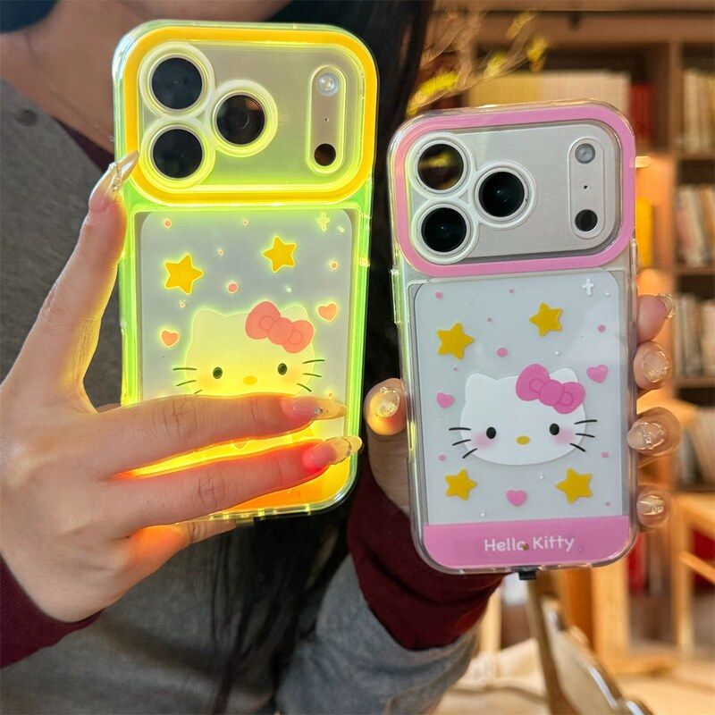星星KT猫来电闪发光适用iPhone17promax手机壳声控创意苹果16plus防摔15科技感14超火13可爱12xs11透明亚克力图片