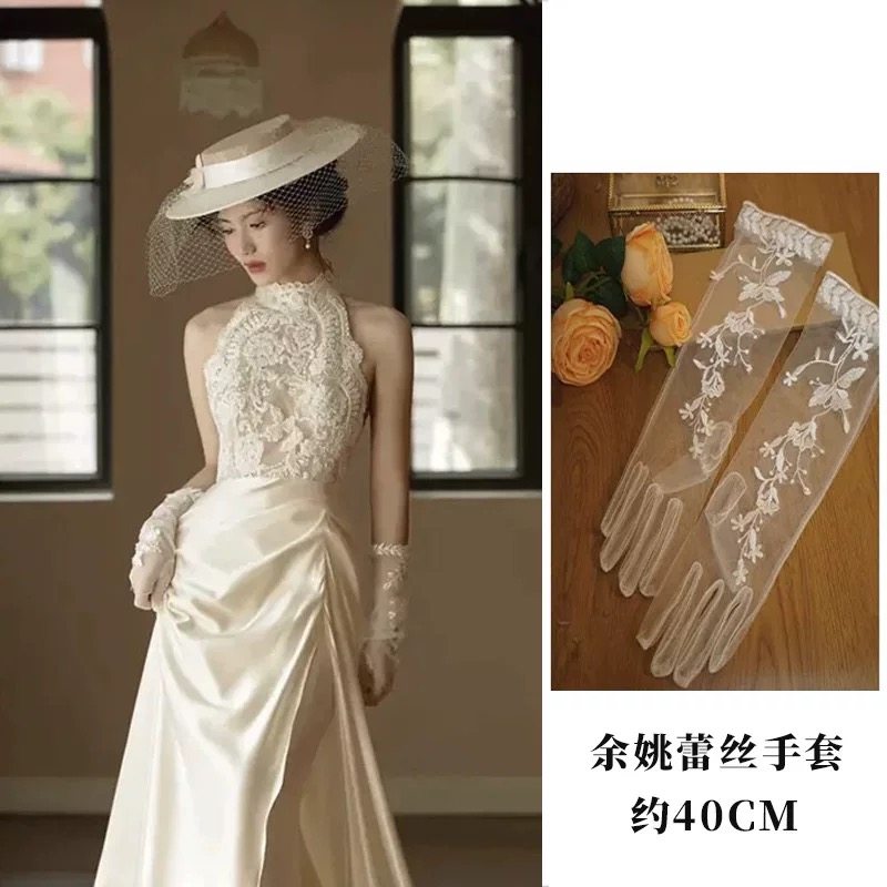 新娘婚纱手套复古蕾丝婚纱礼服超仙森系余爱同款拍照配饰