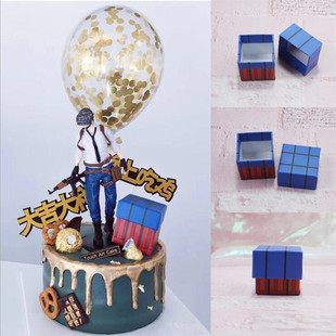 生日蛋糕装饰绝地求生吃鸡游戏大吉大利今晚吃鸡插牌男女主摆件