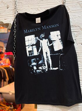 玛丽莲曼森Marilyn Manson风堕天使美式复古Vintage高街短袖T恤棉