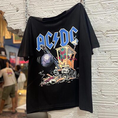 AC/DC复古印花纯棉宽松短袖T恤