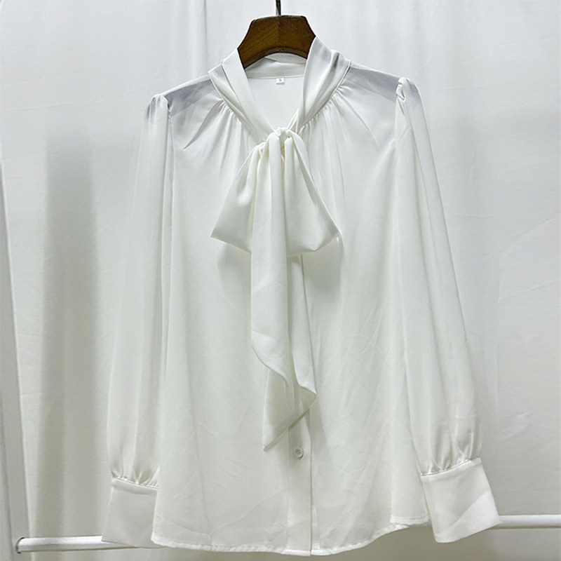 气质女雪纺上衣气职业工装透视衬衫2025新款正肩长袖轻奢高级感