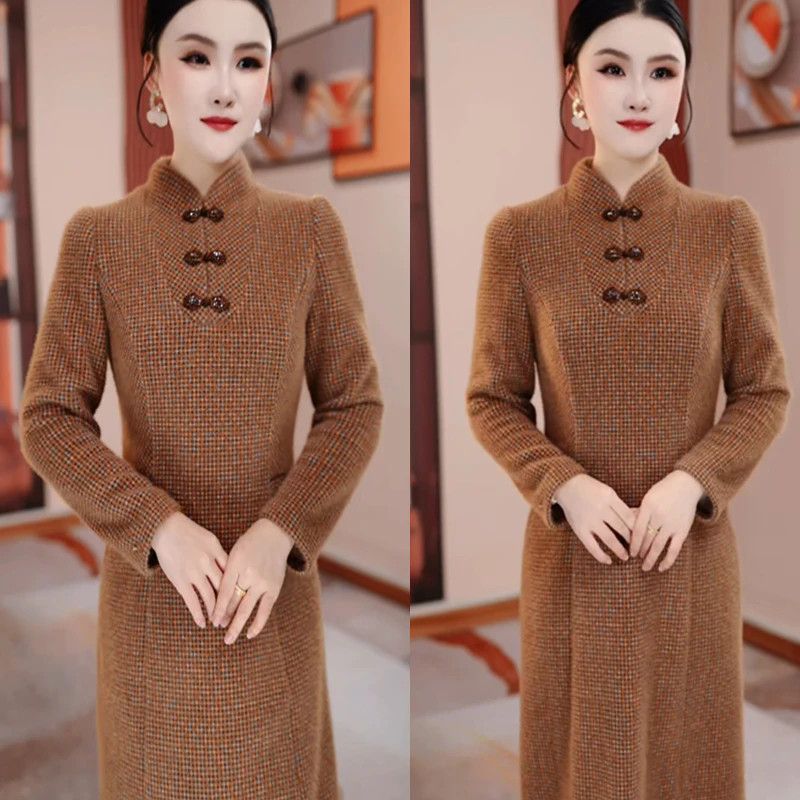 连衣裙2025新款今年流行爆款修身显瘦秋冬高雅大方时尚妈妈装复古